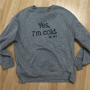 Gray Men's Sweater with Text Print